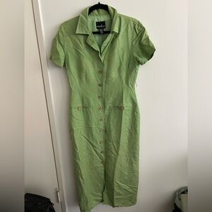 Green Button-Up Midi Dress